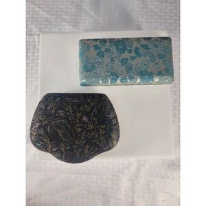 Lot Of 2 Vintage DECORATIVE CLAM JEWELRY RINGS & EARINGS BOXES